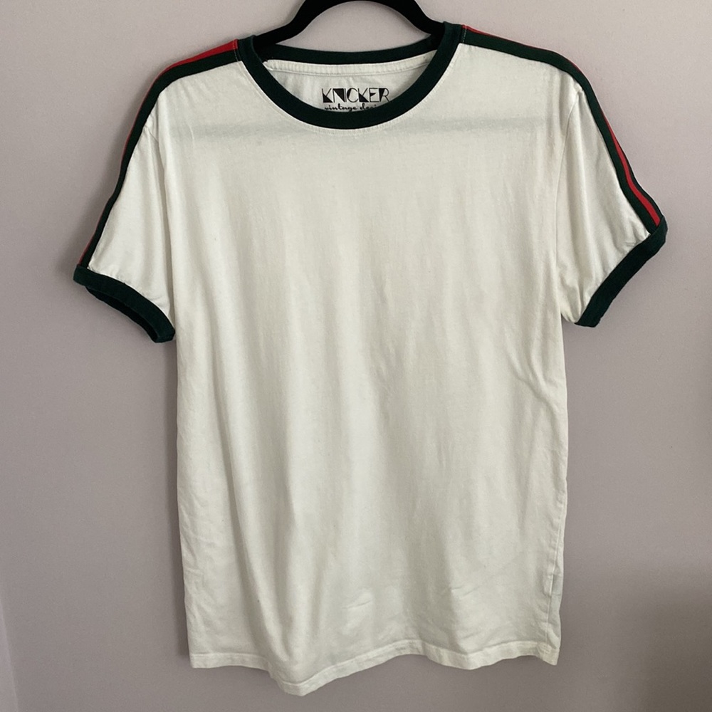 Green & Red Pipped Tee-Shirt (Large)
